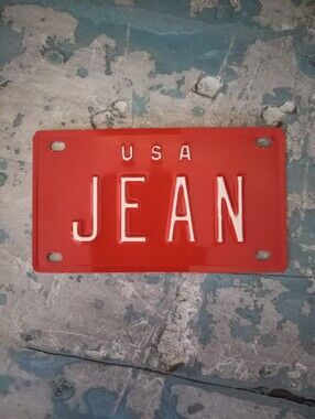 Red Personalized 'JEAN' Metal  4"  Mini License Plate - USA